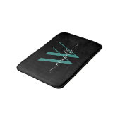 Tapis De Bain Élégant Monogramme Turquoise Nom initial Script Gi (Angle)