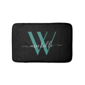 Tapis De Bain Élégant Monogramme Turquoise Nom initial Script Gi (Devant)