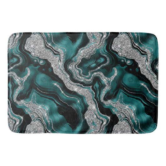 Tapis De Bain Élégant Motif d'âge de Parties scintillant Turquoi (Devant)