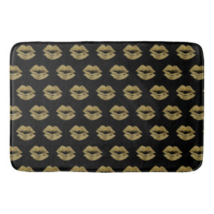Tapis De Bain Élégant Motif de lèvres Parties scintillant or