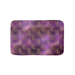 Tapis De Bain Élégant Motif de sirène d'or violet métallique bri