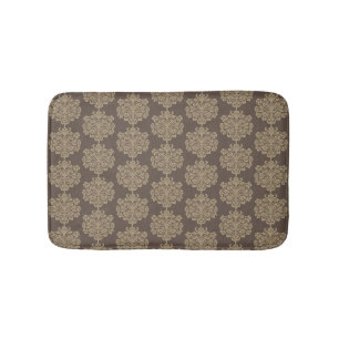 Tapis De Bain Elégant motif floral chic or damassé