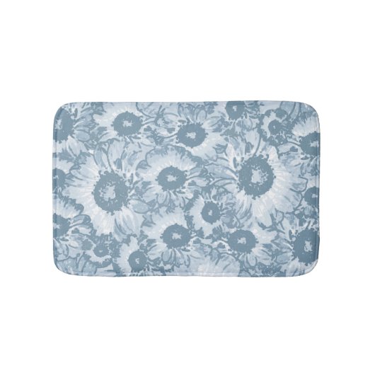 Tapis De Bain Élégant motif floral gris marine (Devant)