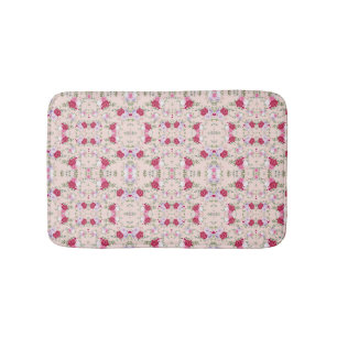 Tapis De Bain Élégant motif floral rose et burgundy vintage