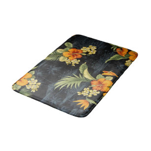 Tapis De Bain Élégant Motif Hawaiian Orange Hibiscus Flower
