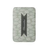 Tapis De Bain Élégant Motif Sage Green Feuilles Avec Son Nom (Devant (Vertical))