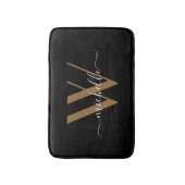 Tapis De Bain Élégant Noir Monogramme Nom du script Initial (Devant (Vertical))