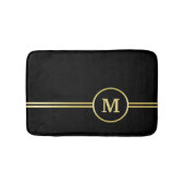 Tapis De Bain Élégant or Monogramme personnalisé sur noir (Devant)