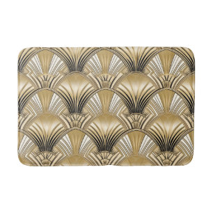 Tapis De Bain Elégant or noir art déco motif