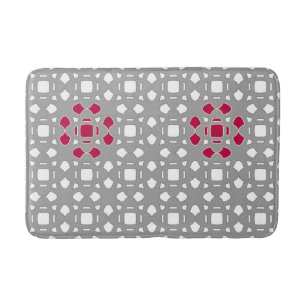 Tapis De Bain Élégant, ornemental, gris, rouge, blanc motif