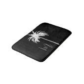 Tapis De Bain Elégant palmier tropical blanc noir (Angle)
