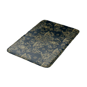 Tapis De Bain Élégant papillon baroque d'or fleurit