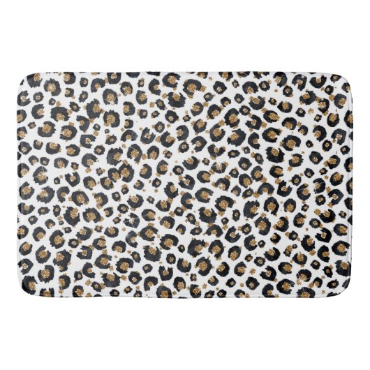 Tapis De Bain Élégant Parties scintillant d'or Motif Leopard (Devant)