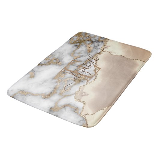 Tapis De Bain Élégant Parties scintillant or élégant Monogramme  (Angle)