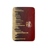 Tapis De Bain Élégant Red Gold Parties scintillant Drift Monogra (Devant (Vertical))