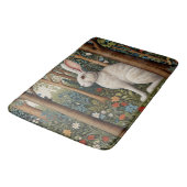 Tapis De Bain Elégant retro boho blanc lapin boisé fleurs (Angle)