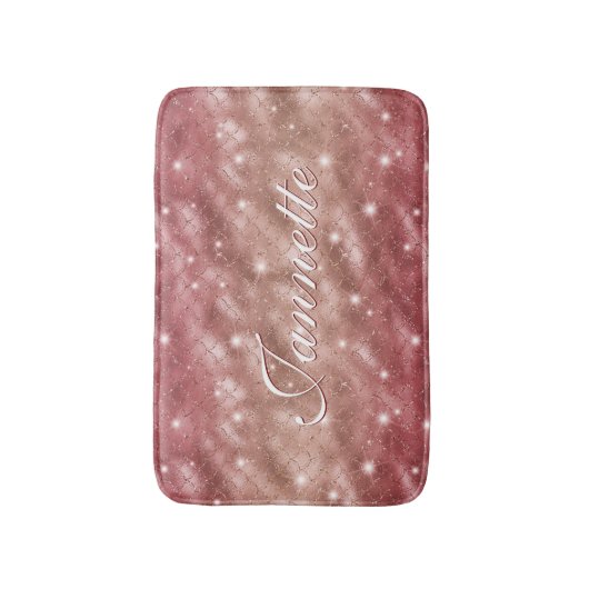 Tapis De Bain Elégant Rose chic Gold Mermaid Faux Parties scinti (Devant (Vertical))