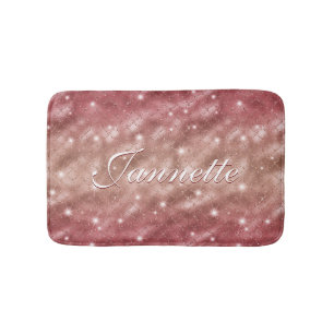 Tapis De Bain Elégant Rose chic Gold Mermaid Faux Parties scinti
