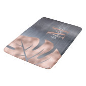 Tapis De Bain Élégant Rose or argent gris monogramme (Angle)