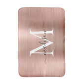 Tapis De Bain Élégant Rose or brossé monogramme métal brossé Scr (Devant (Vertical))