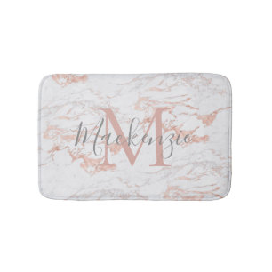 Tapis De Bain Élégant rose pâle   Monogramme rose Gold Foil