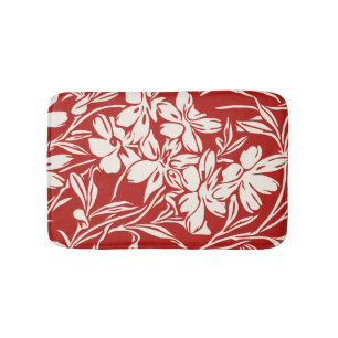 Tapis De Bain Élégant rouge Abstrait Floral Illustration Motif