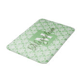 Tapis De Bain Elégant Sage Green Dentelle en damas Monogramme & (Angle)