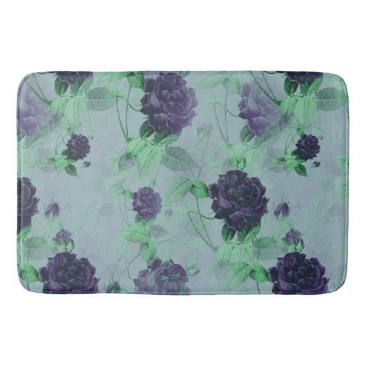 Tapis De Bain Elégant Shabby Chic Blue Rose Illustration (Devant)