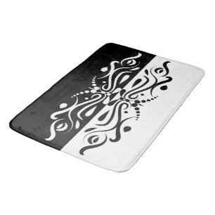 Tapis De Bain Élégant style arlequin Abstrait noir et blanc