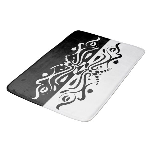 Tapis De Bain Élégant style arlequin Abstrait noir et blanc (Angle)