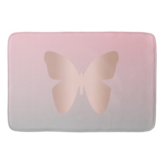 Tapis De Bain Elegant, trendy rose gold butterfly (Devant)