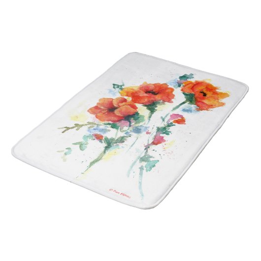 Tapis De Bain Élégant Trois Pépites d'Aquarelle Rouge (Angle)