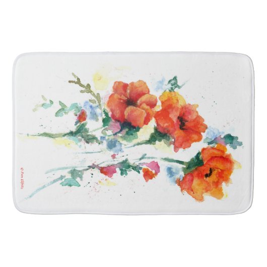 Tapis De Bain Élégant Trois Pépites d'Aquarelle Rouge (Devant)