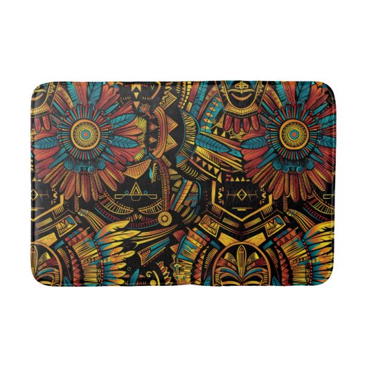 Tapis De Bain Elégant Turquoise "Aztec Dream" Plush Bath Mat (Devant)