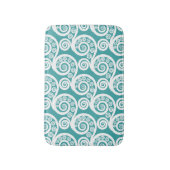 Tapis De Bain Élégant turquoise et blanc boucles de feuilles de  (Devant (Vertical))