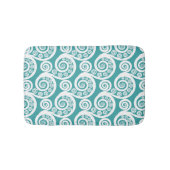 Tapis De Bain Élégant turquoise et blanc boucles de feuilles de  (Devant)