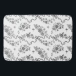 Tapis De Bain Élégant Vintage gravé noir Roses et rubans<br><div class="desc">Elégant et romantique noir gravé roses vintages,  fleurs,  vignes,  feuilles et papillons avec rubans et arcs entrelacés sur un arrière - plan blanc.</div>