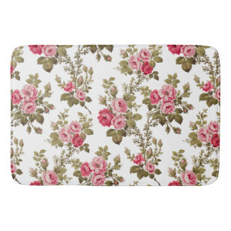 Tapis De Bain Élégant Vintage rose Roses-Blanc Arrière - plan