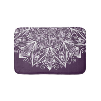 Tapis De Bain Elégant violet blanc Mandala Art Dentelle complexe