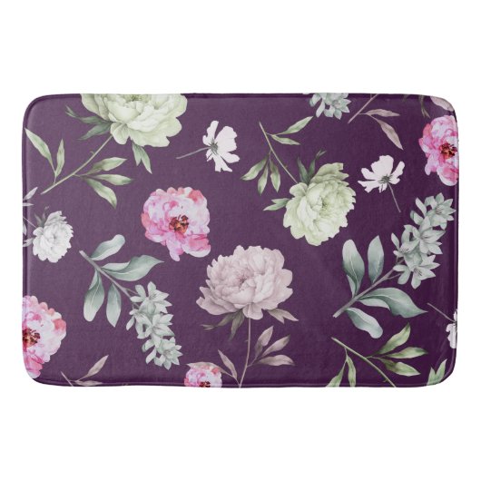 Tapis De Bain Élégant violet floral (Devant)