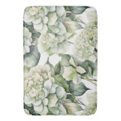 Tapis De Bain Elégante aquarelle blanche vert hydrangée florale (devant Vertical)