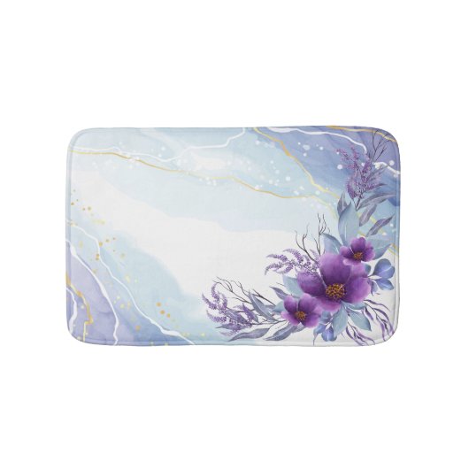 Tapis De Bain Elégante aquarelle violet floral (Devant)