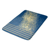 Tapis De Bain Elégante bande bleue et or Bain Mat (Angle)