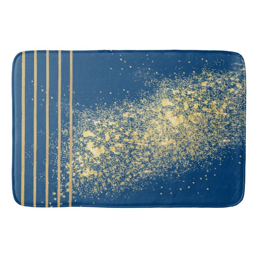 Tapis De Bain Elégante bande bleue et or Bain Mat (Devant)