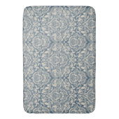 Tapis De Bain Elégante Brocade baroque bleu Damas sur blanc (devant Vertical)