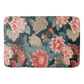 Tapis De Bain Élégante Chinoiserie Turquoise Peach Florals (Devant)