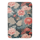 Tapis De Bain Élégante Chinoiserie Turquoise Peach Florals (devant Vertical)