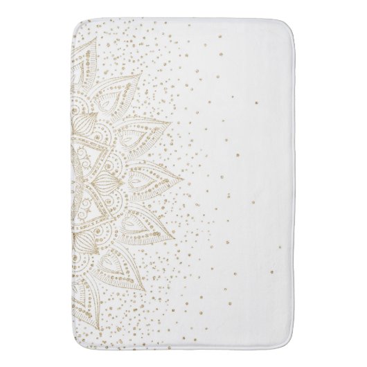 Tapis De Bain Elégante conception de points Mandala Or (devant Vertical)