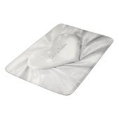 Tapis De Bain Élégante crème blanche Coeur de bain Mat (Angle)