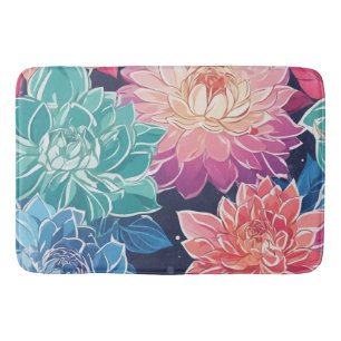 Tapis De Bain Elégante Dahlia Fleurs colorées sur Arrière - plan